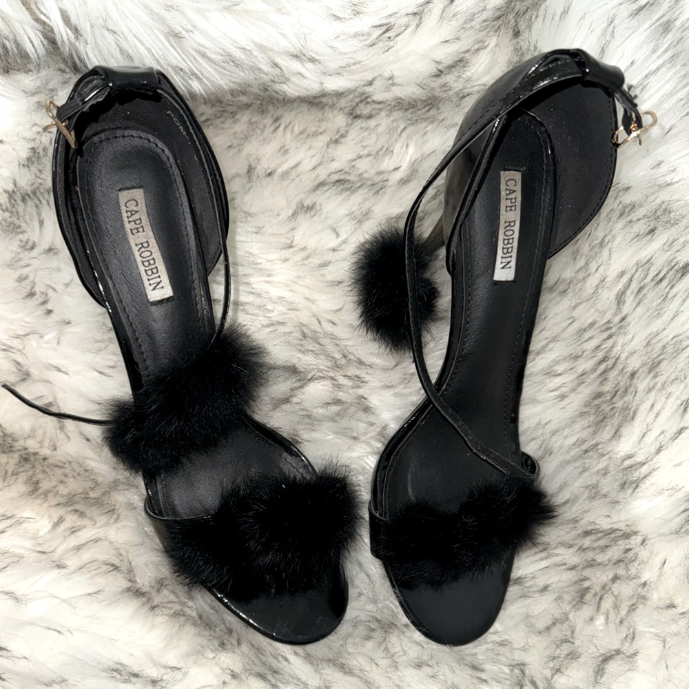 Cape Robbin Black Pom Pom Heels